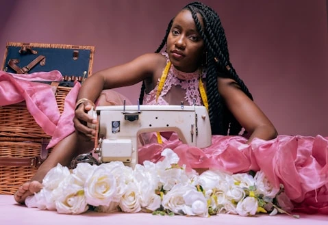 Seamstress at her machine